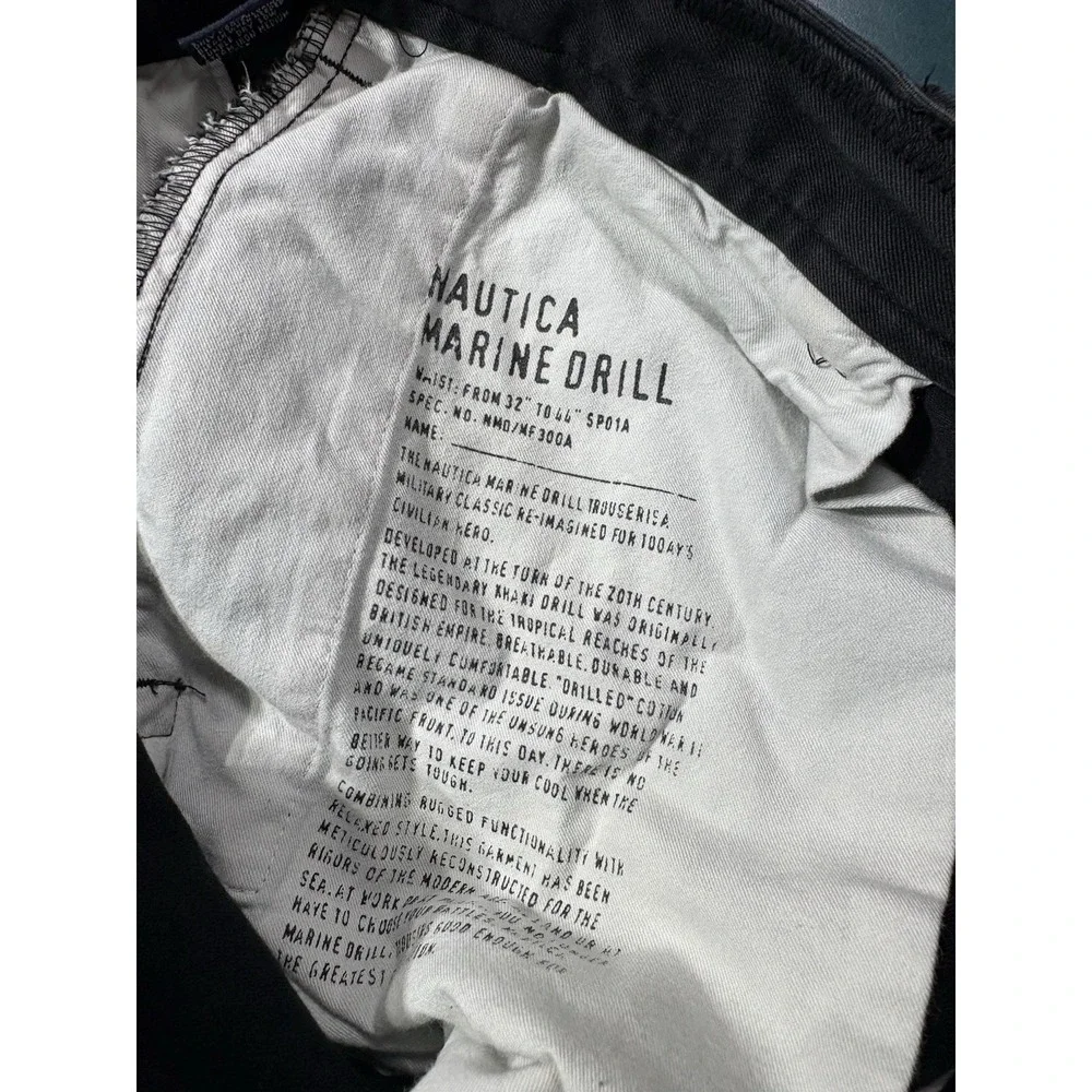 Vtg Nautica Marine Drill Pants 34x32 Black Baggy Relaxed Fit Military NMD MF300A